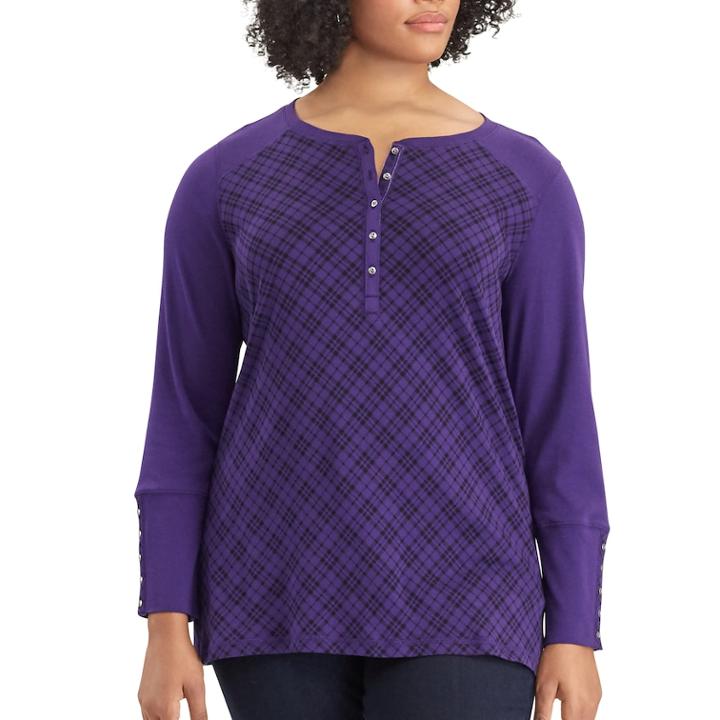 Plus Size Chaps Knit Top, Women's, Size: 2xl, Purple
