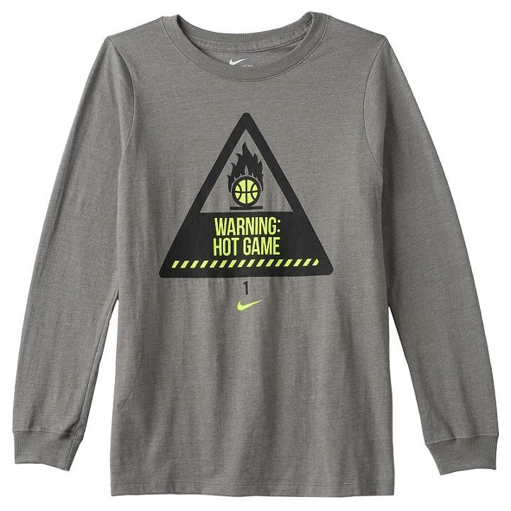 Boys 8-20 Nike Warning: Hot Game Tee, Boy's, Size: Large, Grey Other