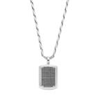 Men's Stainless Steel Cubic Zirconia Dog Tag Necklace, Size: 30, Black