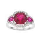 Sterling Silver Lab-created Ruby Cushion Ring, Women's, Size: 6, Red