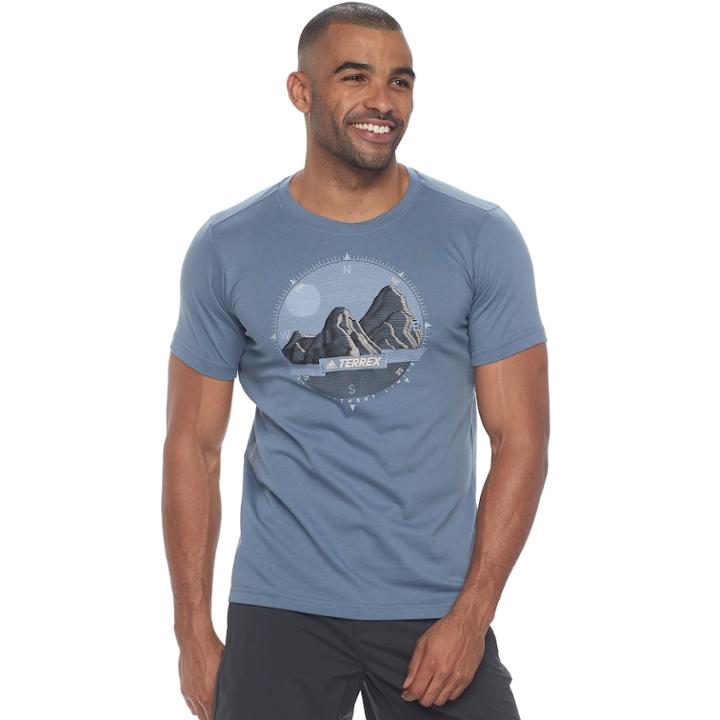 Men's Adidas Terrex Compass Climalite Graphic Tee, Size: Xxl, Grey