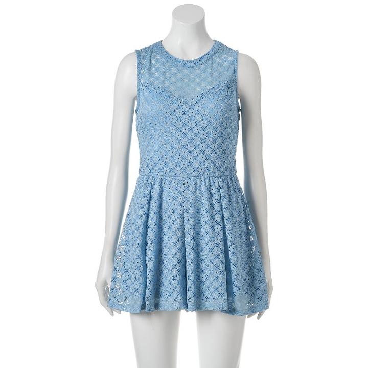 Juniors' Lily Rose Lace Illusion Romper, Girl's, Size: Small, Blue Other