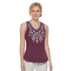 Women's Sonoma Goods For Life&trade; Embroidered Tank, Size: Xxl, Med Purple