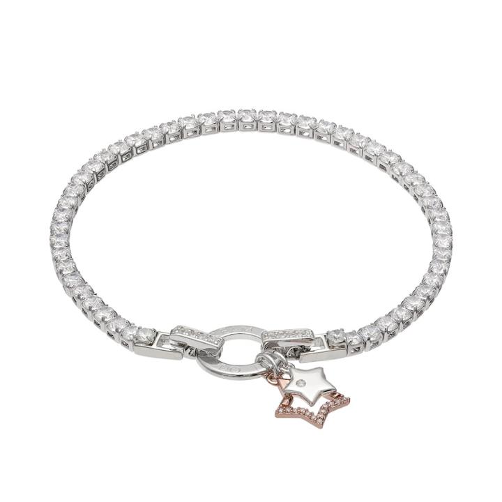 Dovetail Two Tone Cubic Zirconia Dream It Do It Star Charm Tennis Bracelet, Women's, Size: 7.5, White