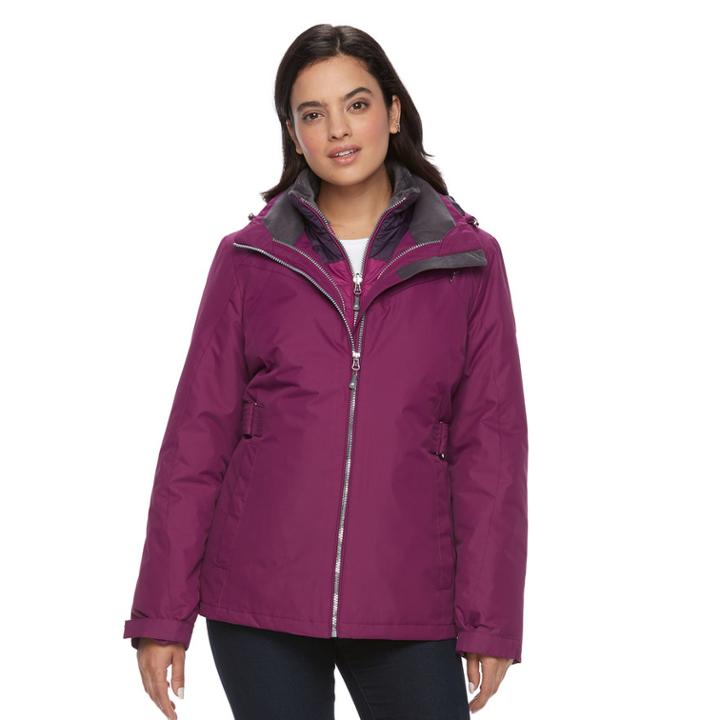 Women's Zeroxposur Andrea Hooded 3-in-1 Systems Jacket, Size: Large, Dark Pink