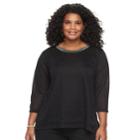 Plus Size Cathy Daniels Embellished Linen Top, Women's, Size: 2xl, Black