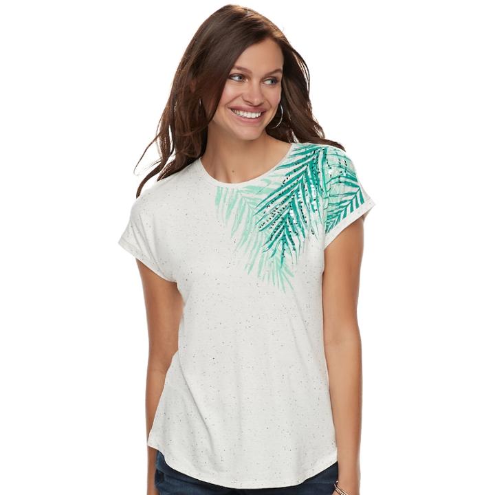 Women's Apt. 9&reg; Embellished Tee, Size: Medium, White
