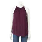 Women's Apt. 9&reg; Ruffle Halter Tank, Size: Large, Drk Purple
