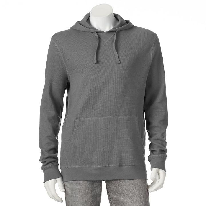 Men's Croft & Barrow&reg; Classic-fit Solid Thermal Hooded Pullover - Men, Size: Small, Med Grey