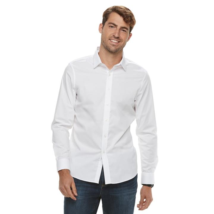 Men's Apt. 9&reg; No-iron Stretch Button-down Shirt, Size: Xxl, White
