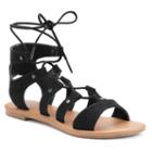 So&reg; Women's Lace-up Gladiator Sandals, Girl's, Size: 6, Black