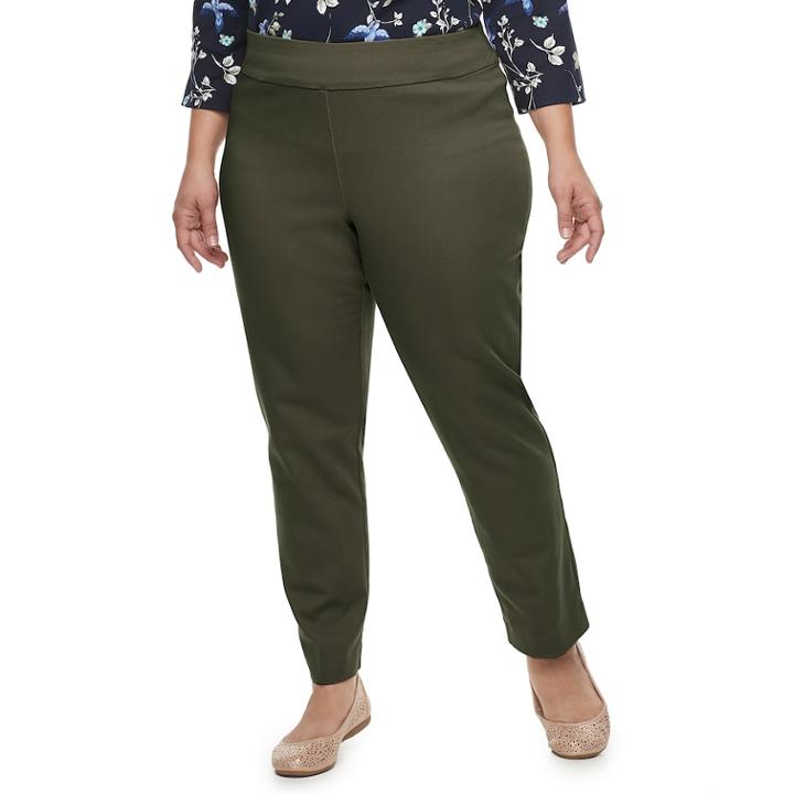 Plus Size Croft & Barrow&reg; Effortless Stretch Pull-on Pants, Women's, Size: 16 - Regular, Green