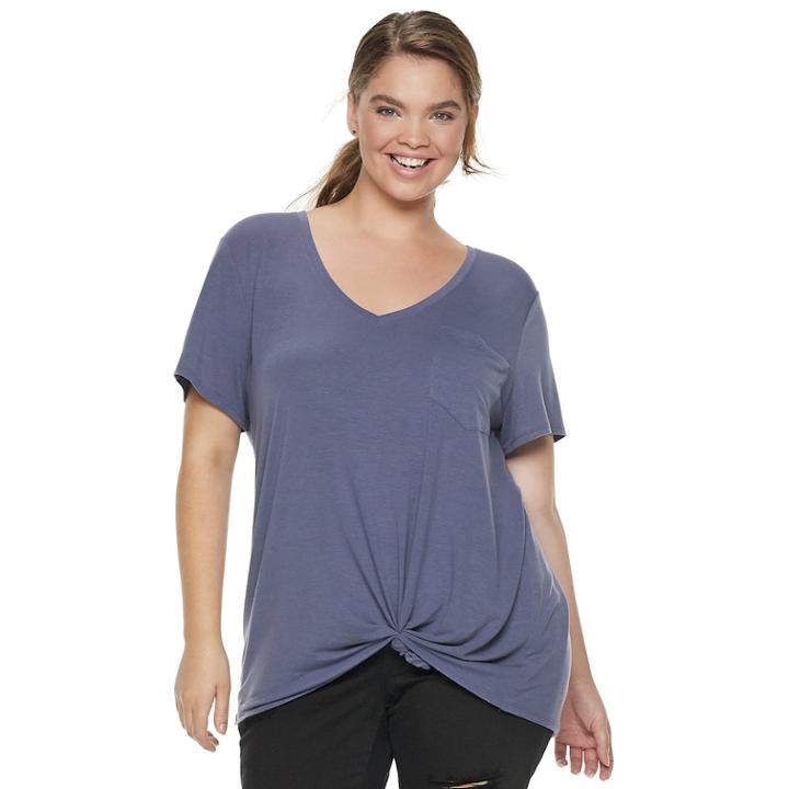 Juniors' Plus Size So&reg; Relaxed Pocket Tee, Teens, Size: 1xl, Med Purple