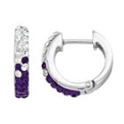 Lsu Tigers Crystal Sterling Silver Huggie Hoop Earrings, Women's, Purple