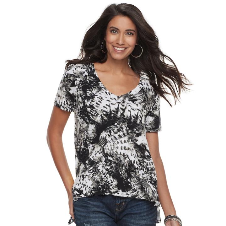 Women's Rock & Republic&reg; V-neck Boyfriend Tee, Size: Xl, Med Grey