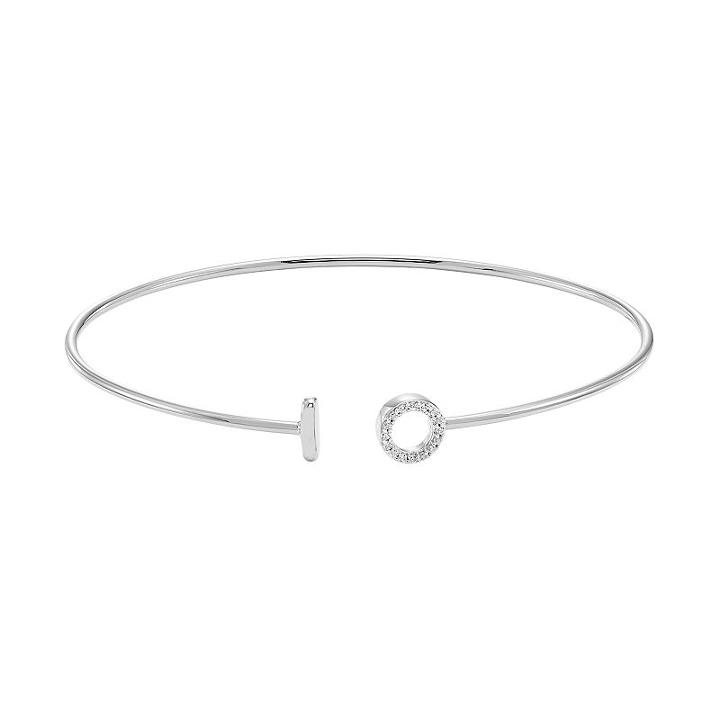 Sterling Silver Diamond Accent Circle Cuff Bracelet, Women's, Size: 6.5, White