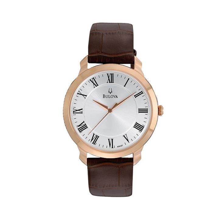 Bulova Men's Leather Watch - 97a107, Brown