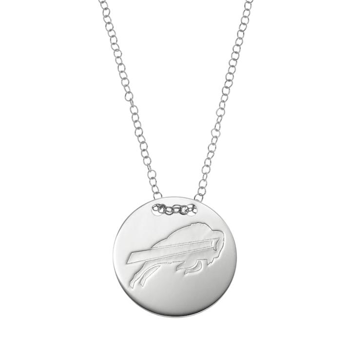 Buffalo Bills Sterling Silver Team Logo Disc Pendant Necklace, Women's, Size: 18, Grey