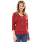 Women's Apt. 9 3/4-sleeve Banded Bottom Top, Size: Xlrg Av/rg, Red/coppr (rust/coppr)