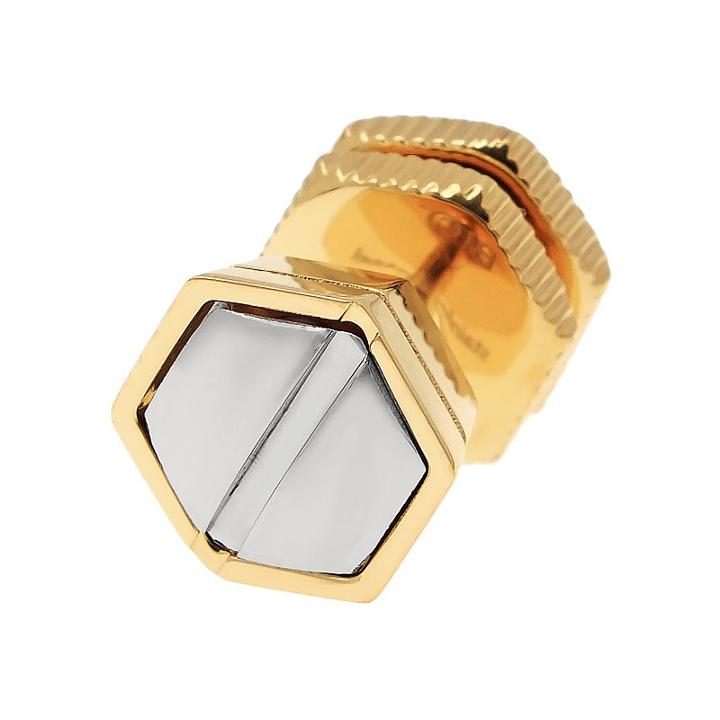 Yellow-ion Plated Stainless Steel Two Tone Nailhead Stud - Single Earring, Men's, Yellow