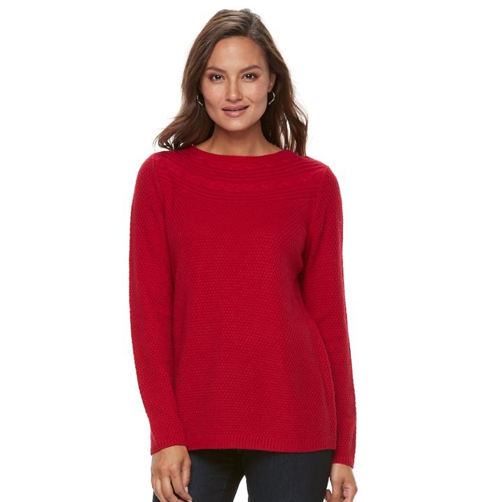 Women's Croft & Barrow&reg; Cable-knit Boatneck Sweater, Size: Xs, Med Red