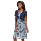Women's Perceptions Ruffle Lace Dress & Shrug Set, Size: Regular, Blue (navy)