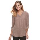 Women's Apt. 9&reg; Roll-tab Chiffon Tunic Top, Size: Xxl, Dark Beige