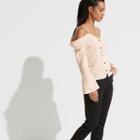 K/lab Button Off-the-shoulder Top, Girl's, Size: Xs, Light Pink