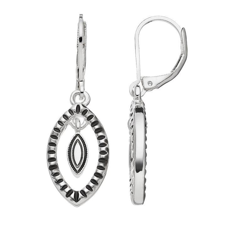 Dana Buchman Orbital Marquise Drop Earrings, Women's, Silver