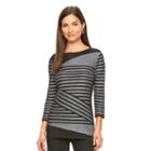 Women's Dana Buchman Striped Crewneck Sweater, Size: Large, Grey