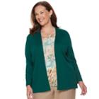 Plus Size Alfred Dunner Studio Mock-layer Print Cardigan, Women's, Size: 3xl, Green Medallion