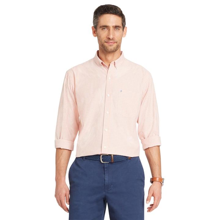 Men's Izod Coolfx Classic-fit Tattersall Plaid Moisture-wicking Button-down Shirt, Size: Xxl, Drk Orange