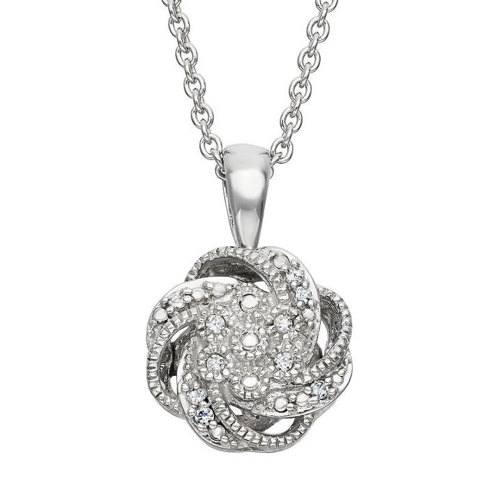 Simply Vera Vera Wang Sterling Silver Diamond Accent Swirl Pendant, Women's, White
