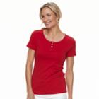 Women's Croft & Barrow&reg; Button Accent Scoopneck Tee, Size: Xl, Med Red