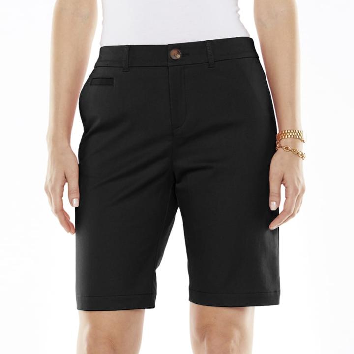 Croft & Barrow Classic Fit Bermuda Shorts - Women's, Size: 4, Black