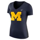 Women's Nike Michigan Wolverines Dri-fit Touch Tee, Size: Medium, Blue (navy)