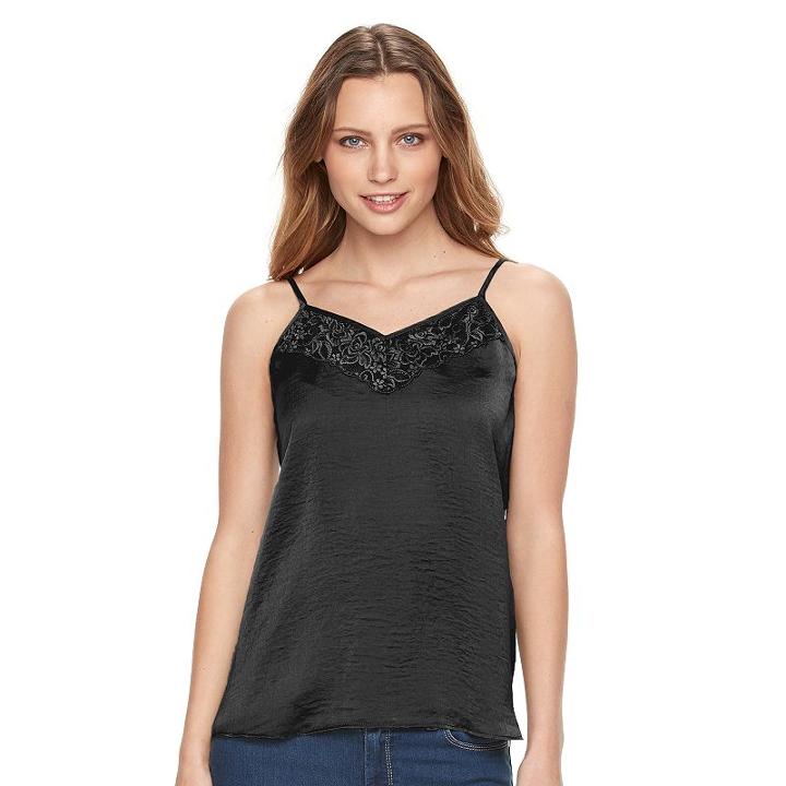 Women's Apt. 9&reg; Lace Camisole, Size: Xl, Black