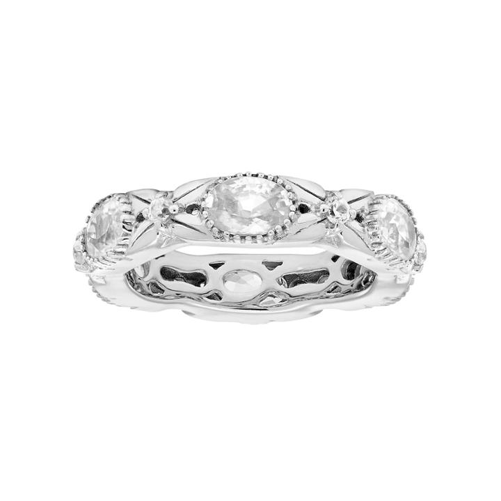 Sterling Silver White Zircon Textured Eternity Ring, Women's, Size: 6