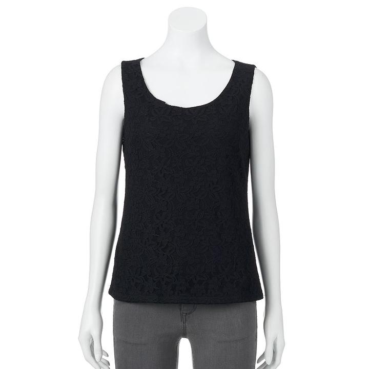 Dana Buchman Essential Lace Tank - Women's, Size: Xs, Black