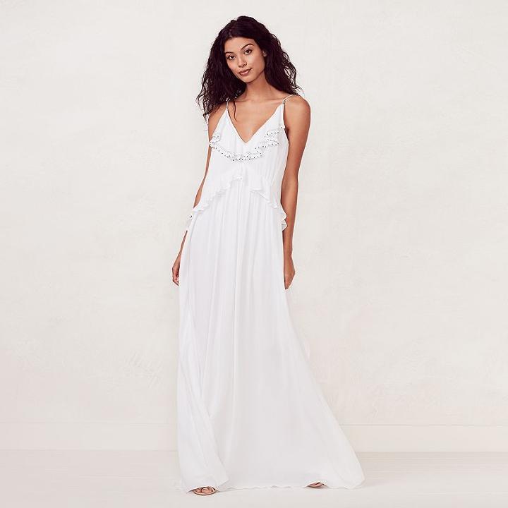Women's Lc Lauren Conrad Ruffle Maxi Dress, Size: Xs, White