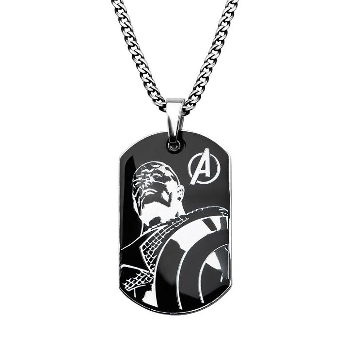 The Avengers Stainless Steel Captain America Dog Tag Necklace - Men, Grey