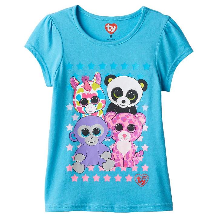Girls 4-6x Ty Beanie Boos Grapes, Wishful, Glamour & Bamboo Graphic Tee, Girl's, Size: 4, Blue