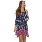 Juniors' Three Pink Hearts Strappy Swing Dress, Teens, Size: Small, Blue