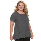 Plus Size Sonoma Goods For Life&trade; Waffle Swing Tee, Women's, Size: 3xl, Grey (charcoal)