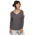 Women's Juicy Couture Cold-shoulder Embellished Top, Size: Small, Grey (charcoal)