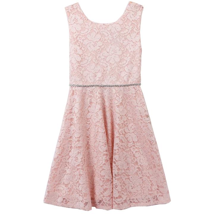 Girls 7-16 & Plus Speechless Glitter Lace Dress, Size: 12, Light Pink