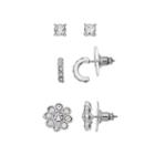 Napier Nickel Free Simulated Crystal Stud & Half Hoop Earring Set, Women's, Multicolor