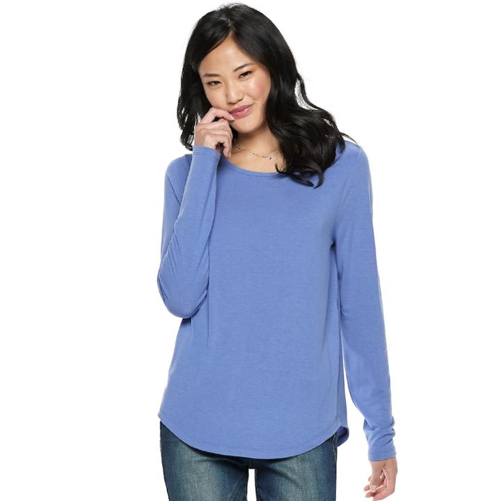 Juniors' Mudd&reg; Crewneck Long Sleeve Tee, Teens, Size: Xs, Med Blue