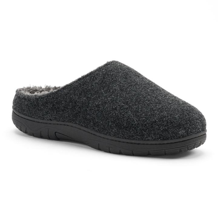 Men's Heat Keep Solid Flannel Clog Slippers, Size: Medium, Grey (charcoal)