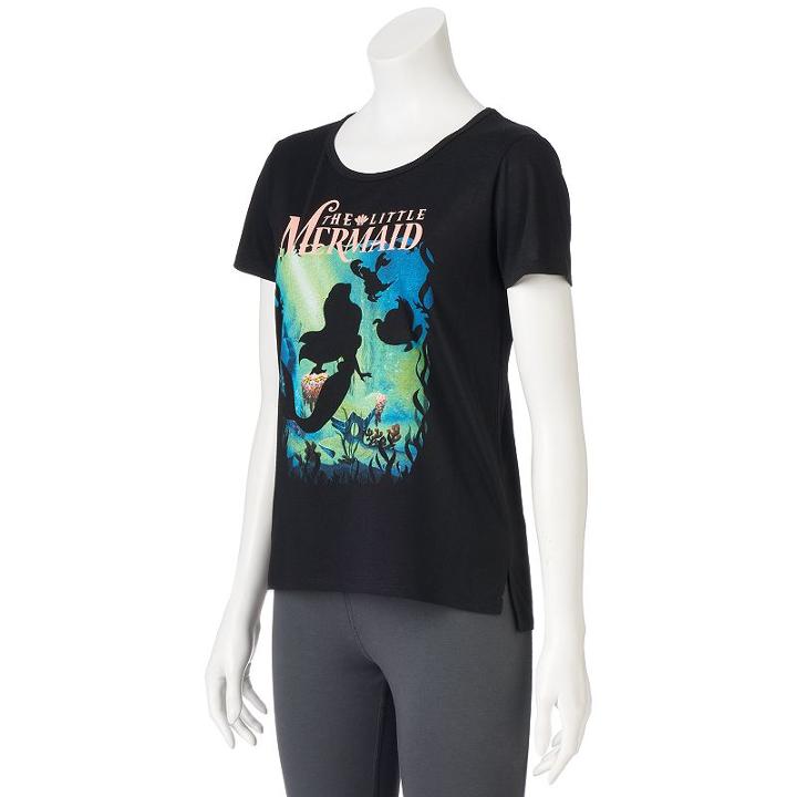 Disney's Juniors' The Little Mermaid High-low Graphic Tee, Girl's, Size: Xl, Black